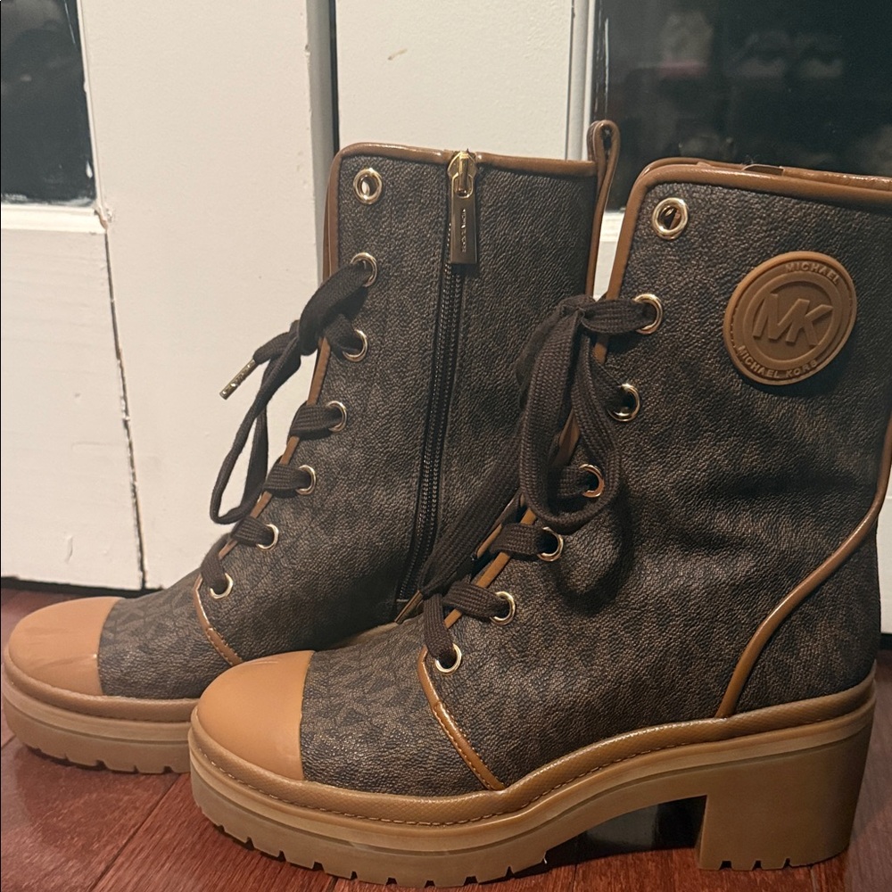 Michael Kors Brown Lace-Up Ankle Boots